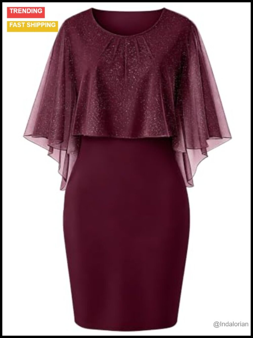 Elegant Mesh Overlay Wedding Guest Dress with Pockets, Loose Fit Cocktail Dress